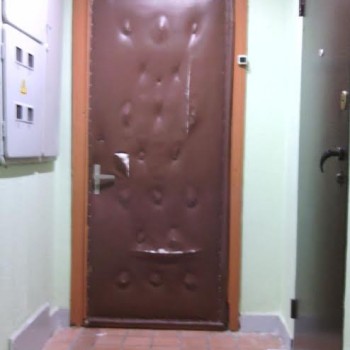 Входная дверь со старой некачественной обивкой