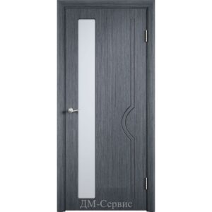 Межкомнатная шпонированная дверь «Молния» (со стеклом) (цвет серебристый дуб)