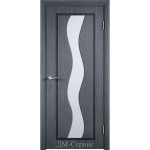 Межкомнатная шпонированная дверь «Вираж» (со стеклом) цвет серебристый дуб