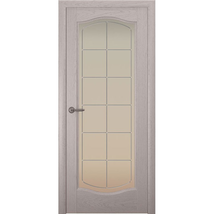Дверь с натуральным шпоном «Аврора Решетка белая» (со стеклом)