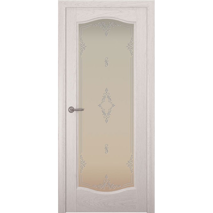 Дверь с натуральным шпоном «Аврора Ажур белый» (со стеклом)