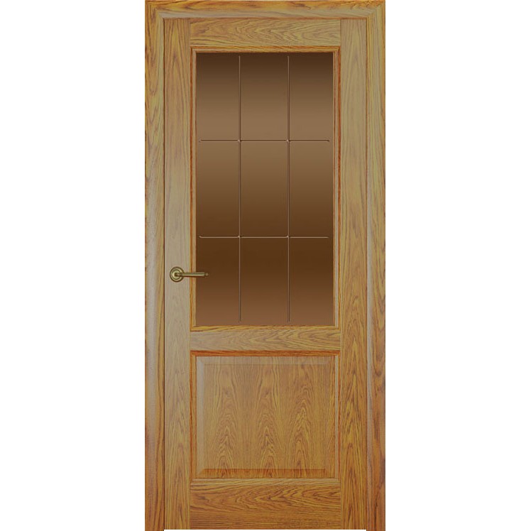 Дверь с натуральным шпоном «Парма Решетка бронза» (со стеклом)