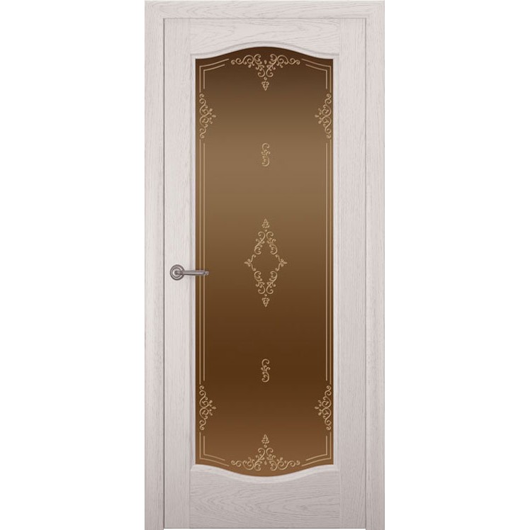 Дверь с натуральным шпоном «Аврора Ажур бронза» (со стеклом)