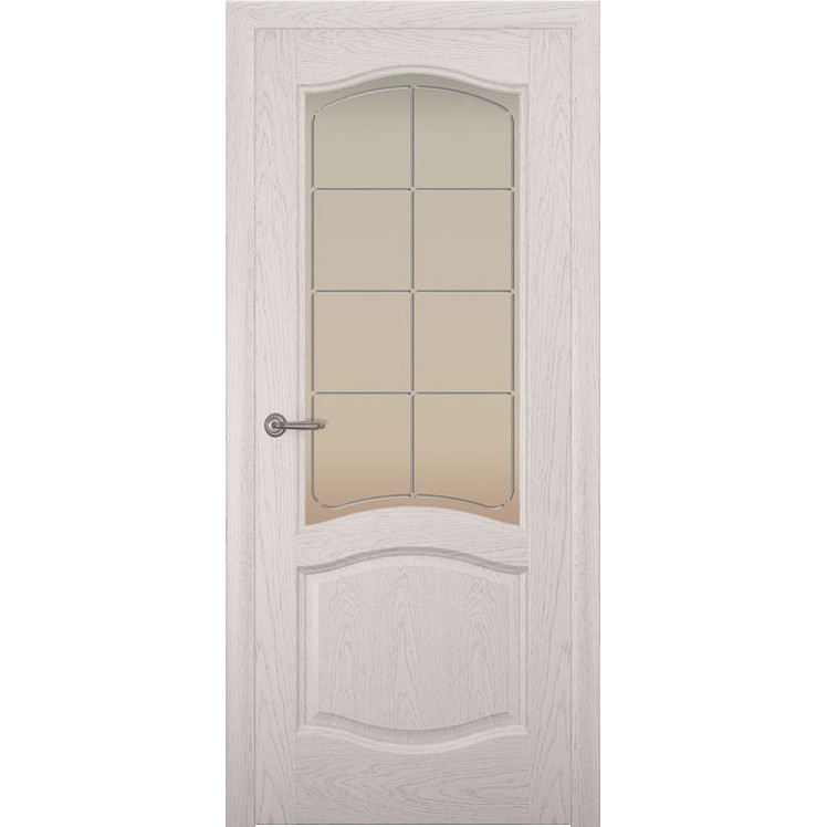 Дверь с натуральным шпоном «София Решетка белая» (со стеклом)