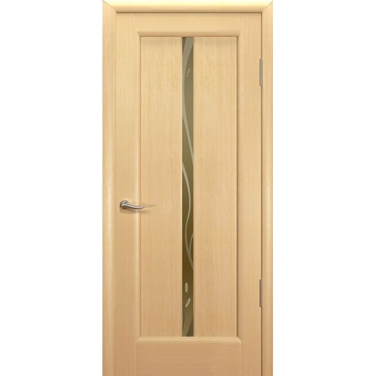 Межкомнатная шпонированная дверь «Новая волна (L) Бронза» (со стеклом)