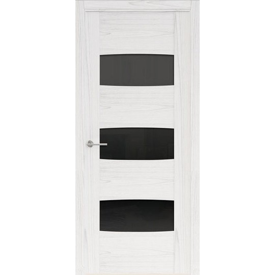 Межкомнатная шпонированная дверь «Rona-4 Черная» (со стеклом)