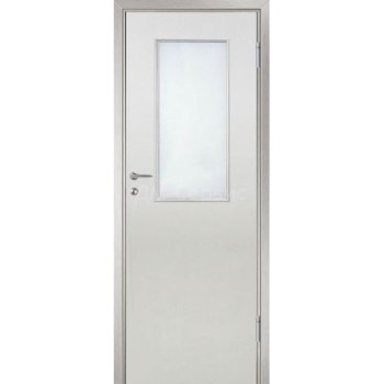 Межкомнатная пластиковая дверь HPL премиум  (со стеклом белая)
