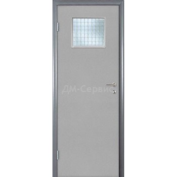 Блок дверной облицованный CPL пластиком (серый, с армированным стеклом)