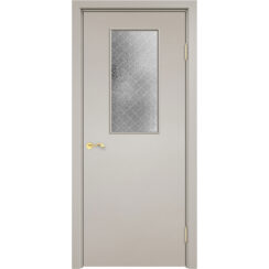 Пластиковая дверь CPL эконом класса (со стеклом, серая)