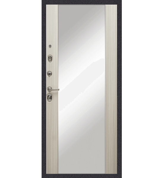 Входная металлическая дверь «МД-38» с зеркалом (сандал белый)