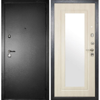 Входная металлическая дверь «МД-26» с зеркалом (беленый дуб)