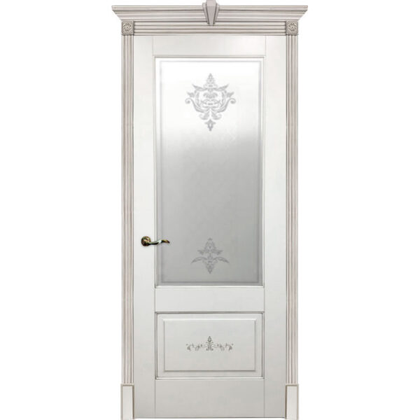Межкомнатная дверь эмаль классика патина «Флоранс» (со стеклом)