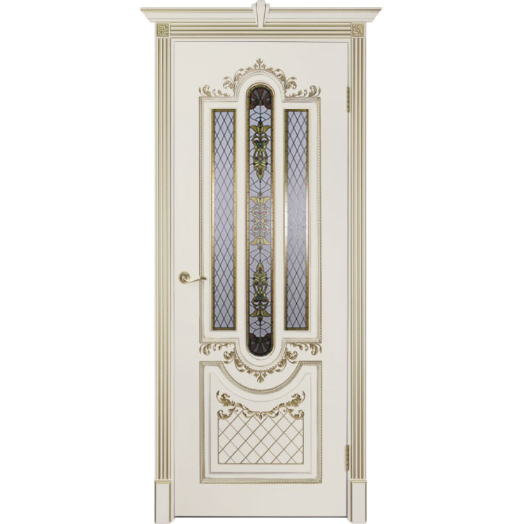 Межкомнатная дверь эмаль классика патина «Муар» (со стеклом)