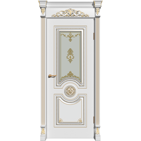 Межкомнатная дверь эмаль классика патина «Олимп» (со стеклом)