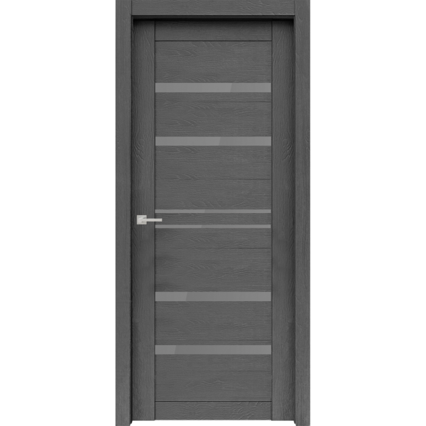 Межкомнатная дверь экошпон "Велюкс 01 Ясень грей" (стекло Сатинато графит)