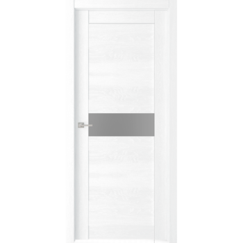 Межкомнатная дверь экошпон "Велюкс 02 Ясень сноу" (стекло Сатинато графит)