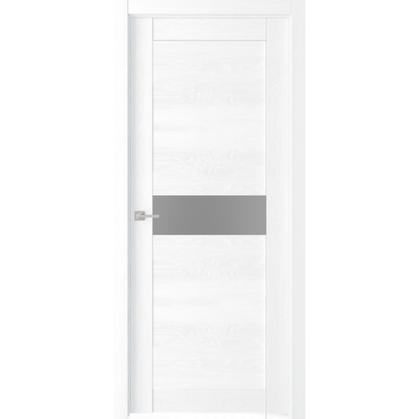 Межкомнатная дверь экошпон "Велюкс 02 Ясень сноу" (стекло Сатинато графит)