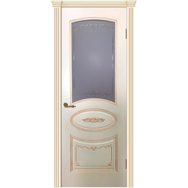 Межкомнатная дверь эмаль классика патина «Вуаль» (со стеклом)