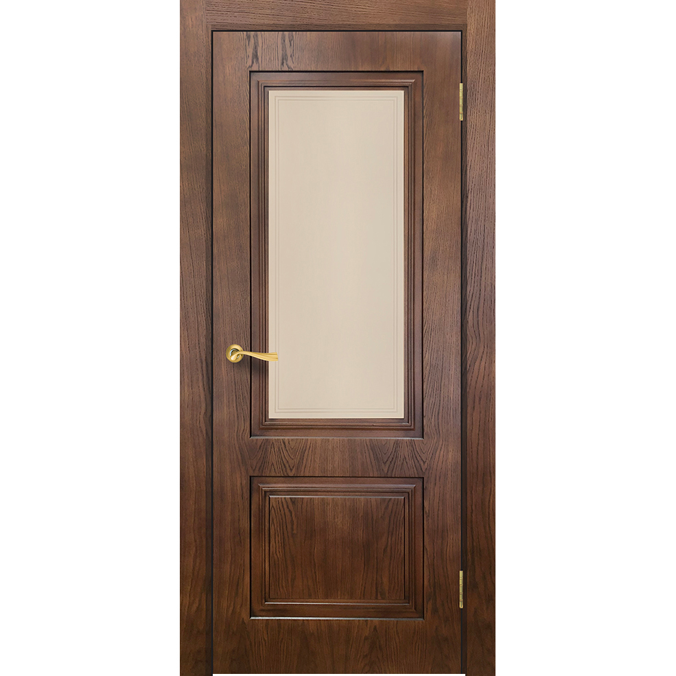 Межкомнатная дверь «Сити 5 орех» натуральный шпон (со стеклом)