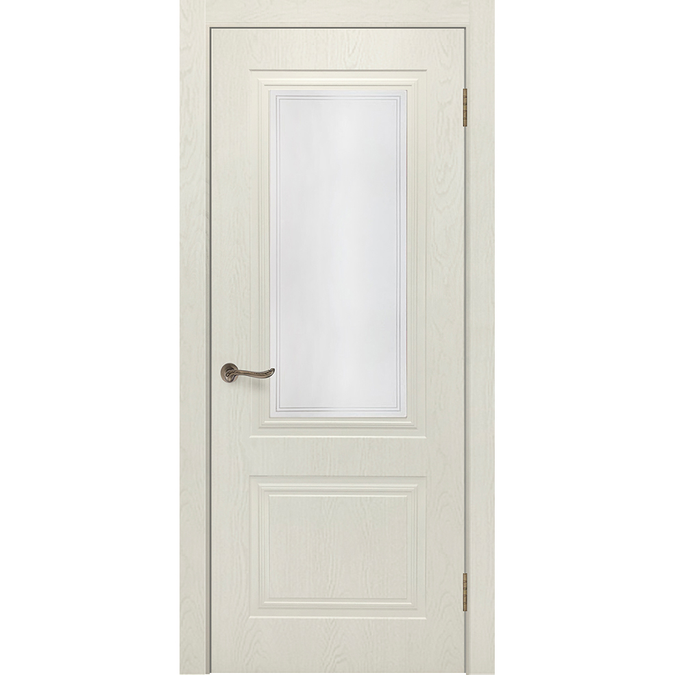 Межкомнатная дверь «Сити 5 RAL 9001» натуральный шпон (со стеклом)