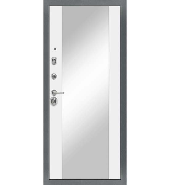 Входная металлическая дверь «МД-51» с зеркалом (белый софт)