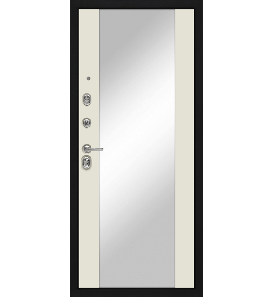 Входная металлическая дверь «МД-40» с зеркалом (белый софт)