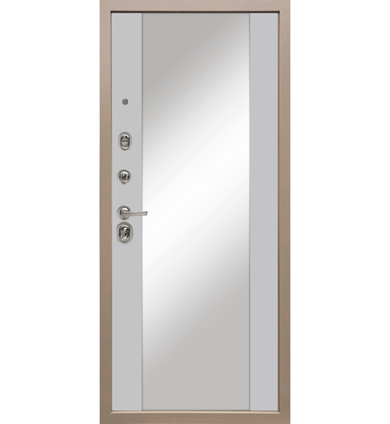 Входная металлическая дверь «МД-50» с зеркалом (белый софт)