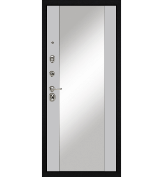 Входная металлическая дверь «МД-40» с зеркалом (белый софт)