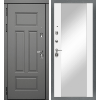 Входная металлическая дверь «МД-47» с зеркалом (белый софт)