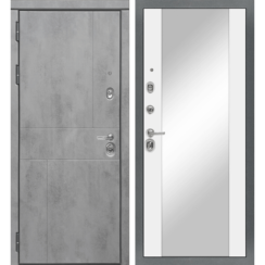 Входная металлическая дверь «МД-48» с зеркалом (белый софт)