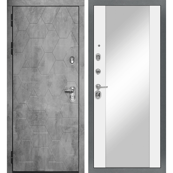 Входная металлическая дверь «МД-51» с зеркалом (белый софт)
